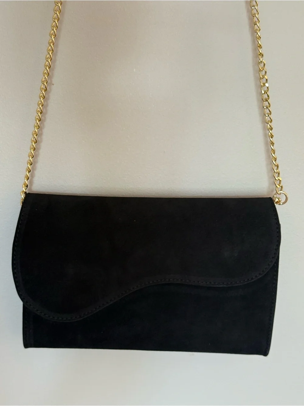 Persaman New York Dora Suede Clutch with Gold Chain - Never Used